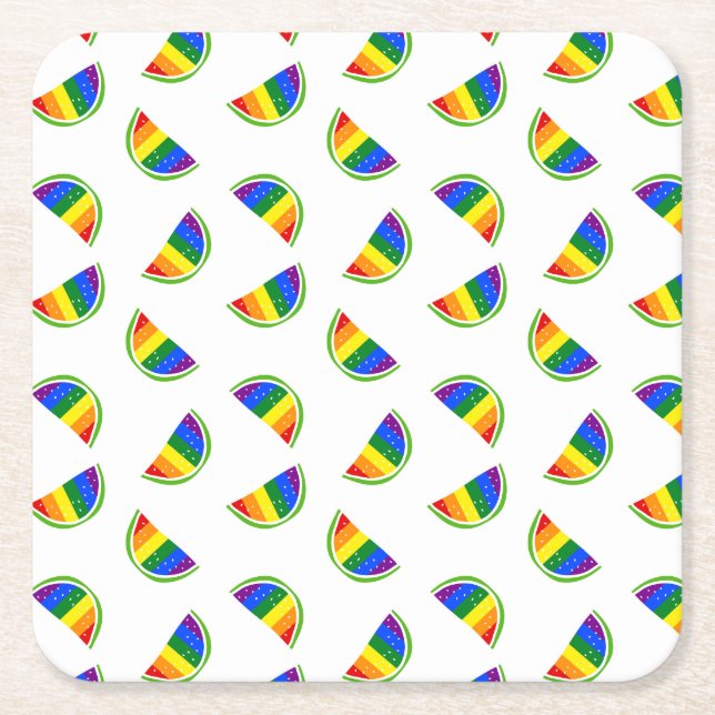 Rainbow Watermelon Mönster Underlägg Papper Kvadrat (Framsidan)