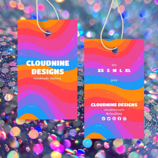 Rainbow Wave ANPASSNINGSBAR Clothing Storlek Pris  Visitkort (Rainbow Wave CUSTOM Clothing Size Price Hang Tag
)
