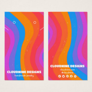 Rainbow Wave Earring Necklace Jewelry Visning Card Visitkort
