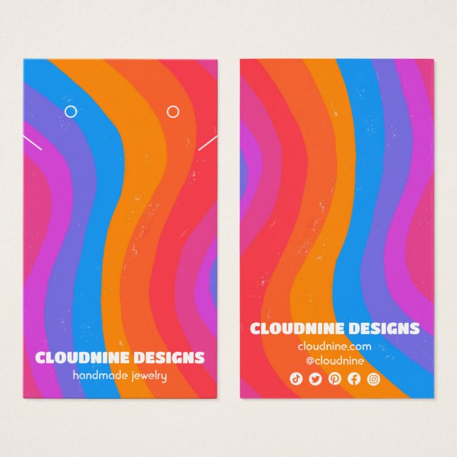 Rainbow Wave Earring Necklace Jewelry Visning Card Visitkort (Framsida & baksida)