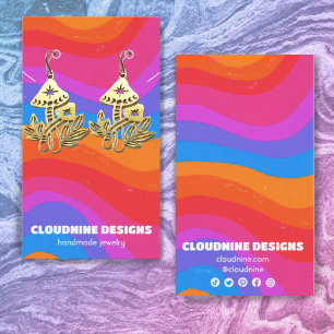 Rainbow Wave Earring Necklace Jewelry Visning Card Visitkort