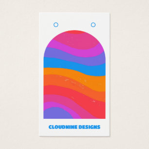 Rainbow Wave Earring Necklace Jewelry Visning Card Visitkort
