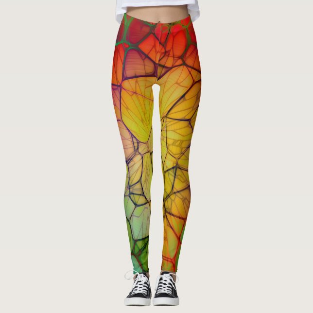 Rainbow Webben Abstrakt Leggings (Framsida)
