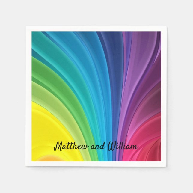 Rainbow Wedding Reception Cocktail Napkin Pappersservett (Framsidan)
