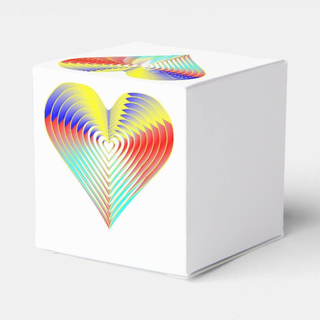 Rainbow Wedor Favor Heart Box Presentaskar (Baksidan Sidan)