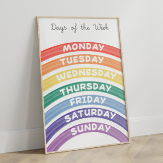 Rainbow Weekdays Education Poster