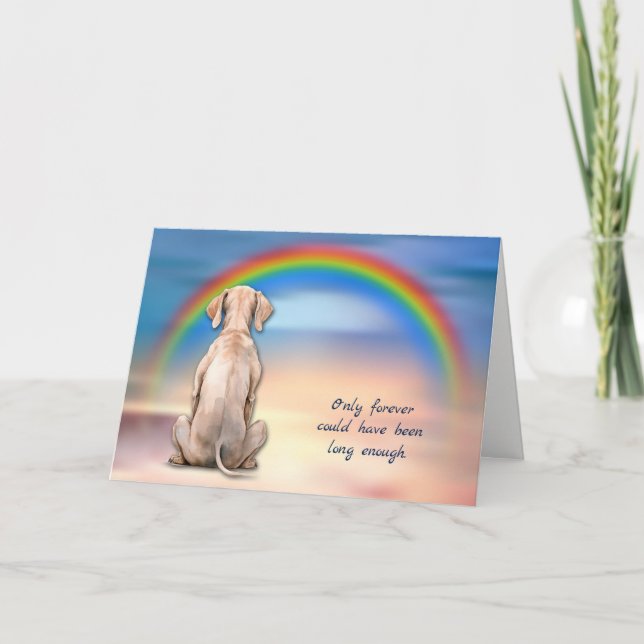 Rainbow Weimaraner Hund Loss Sympathy Card Helgkort (Framsida)
