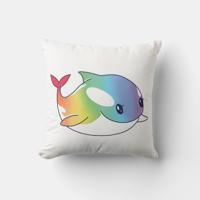 Rainbow Whale Kudde (Framsida)