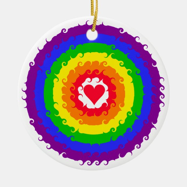 Rainbow Wheel-ornament Julgransprydnad Keramik (Framsidan)