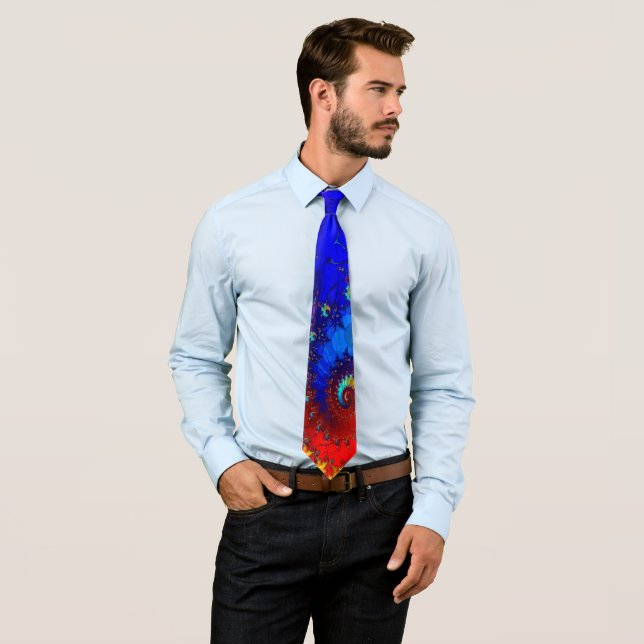 Rainbow Whirl Whimsical Fractal Art Tie Slips (In Situ)