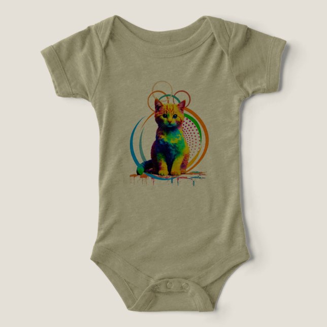Rainbow Whiskers A Multifärgad Cat Dream T Shirt (Design Framsida)