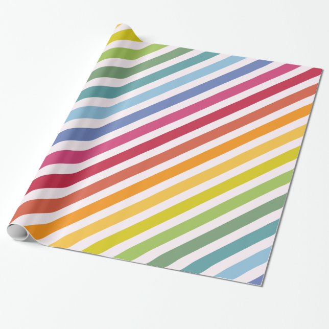 Rainbow & White Rand Presentpapper (Utrullad)