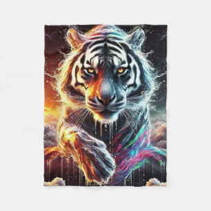 Rainbow White Tiger Fleecefilt