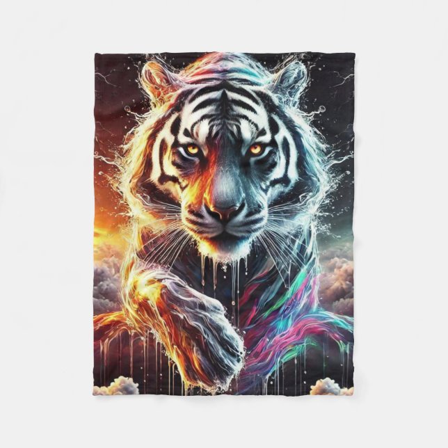Rainbow White Tiger Fleecefilt (Framsidan)