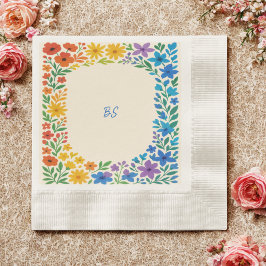 Rainbow Wildblomma Rustic Blommigt Bröllop Pappersservett