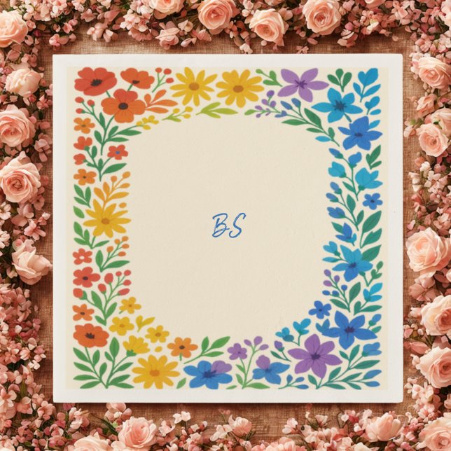 Rainbow Wildblomma Rustic Blommigt Bröllop Pappersservett (Skapare uppladdad)
