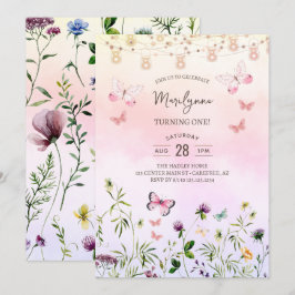 Rainbow WildblommBoho 1:a födelsedagen Inbjudningar