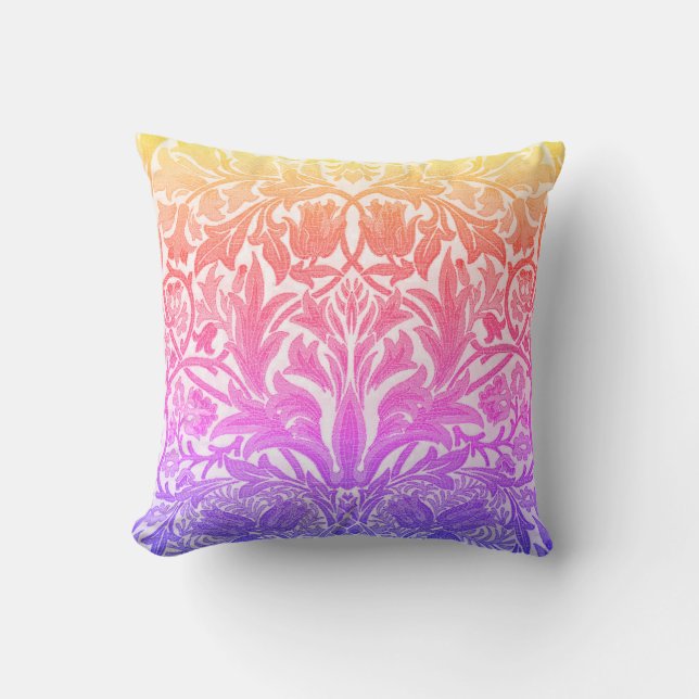 Rainbow William Morris Vintage Stil Blommigt Kudde (Framsida)