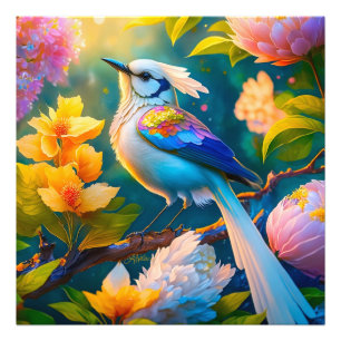 Rainbow Winged Jay Fantasy Bird Fototryck