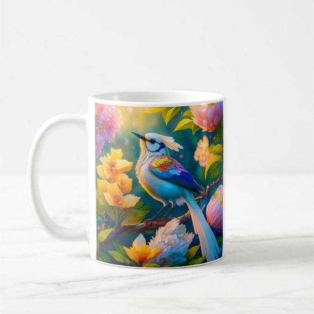 Rainbow Winged Jay Fantasy Bird Kaffemugg (Vänster)
