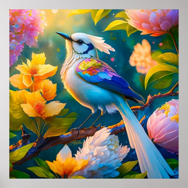 Rainbow Winged Jay Fantasy Bird Poster (Framsidan)