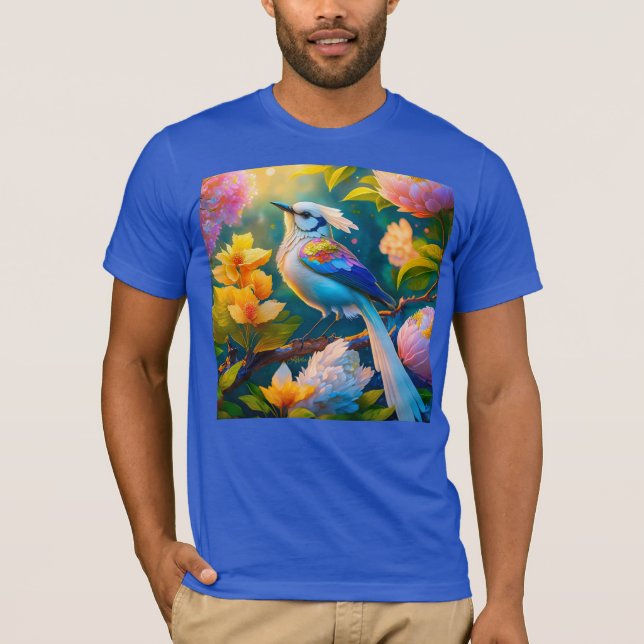 Rainbow Winged Jay Fantasy Bird T Shirt (Framsida)