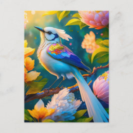 Rainbow Winged Jay Fantasy Bird Vykort