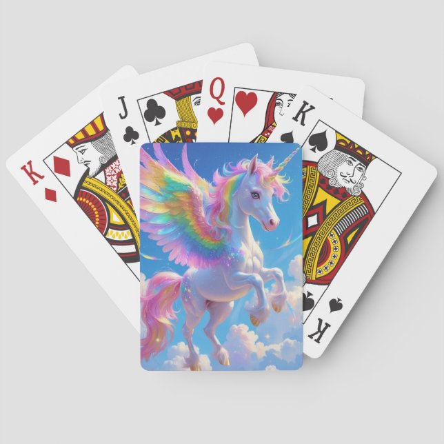Rainbow Winged Prancing Unicorn Casinokort (Baksidan)