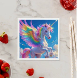 Rainbow Winged Prancing Unicorn Pappersservett