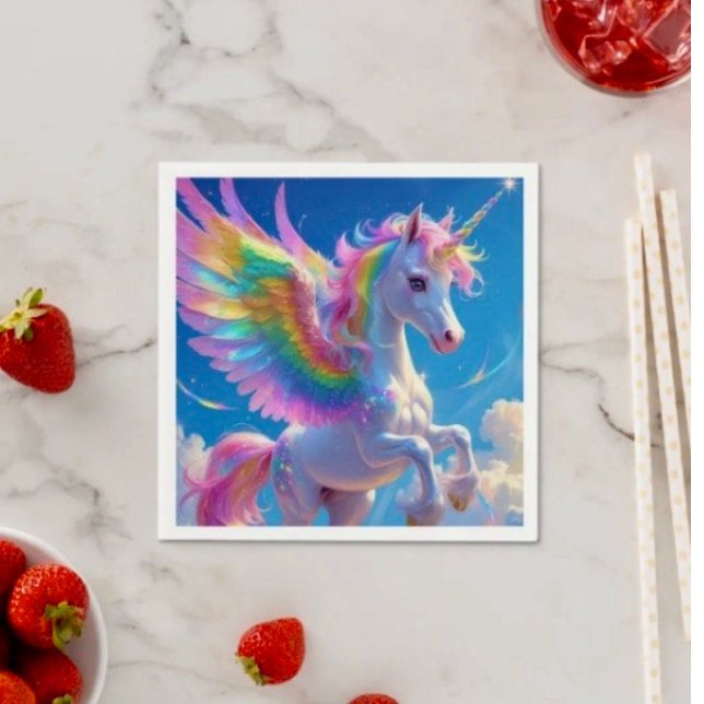 Rainbow Winged Prancing Unicorn Pappersservett (Skapare uppladdad)