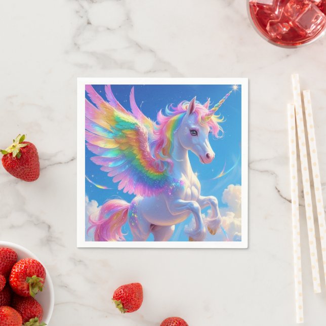 Rainbow Winged Prancing Unicorn Pappersservett (Insitu)