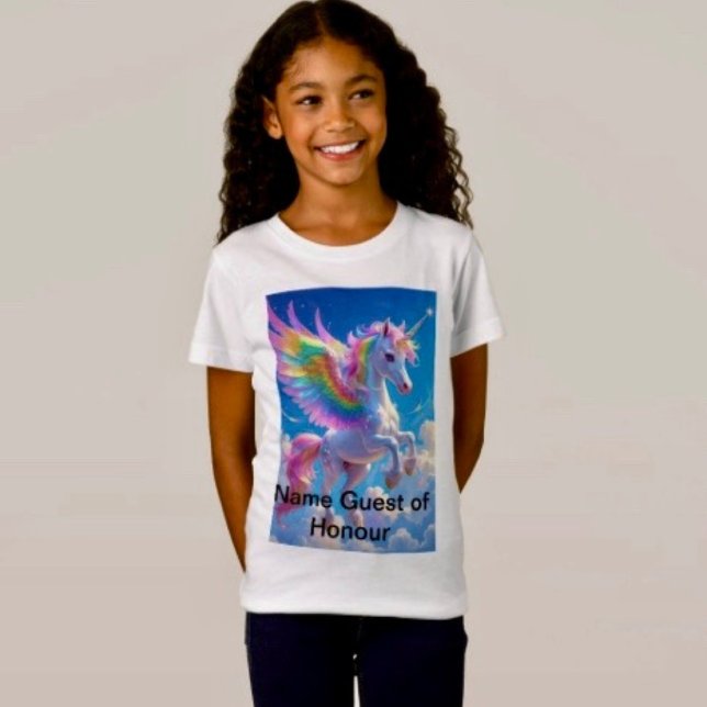 Rainbow Winged Prancing Unicorn T Shirt (Skapare uppladdad)