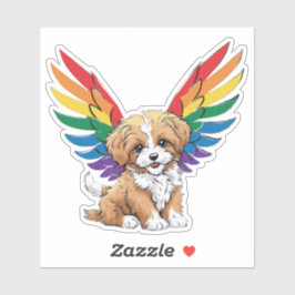 Rainbow Winged Puppy - Cute LGBTQ++-Pride Klistermärken