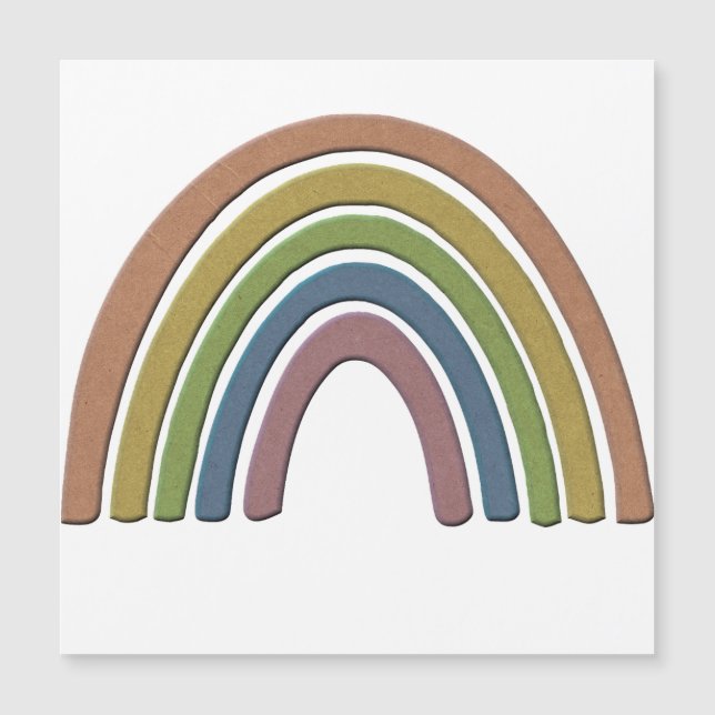 Rainbow with Faux Rustic Papper Struktur Magnet (Framsida)