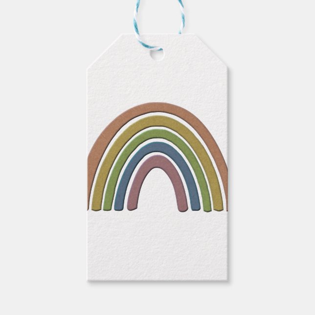 Rainbow with Faux Rustic Papprare Struktur Presentetikett (Framsidan)
