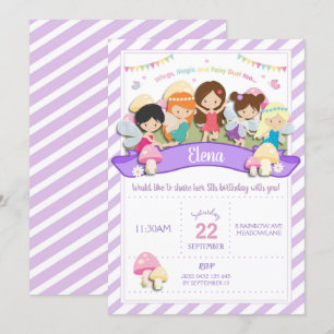 Rainbow Woodland Fairy Birthday Investigation Girl Inbjudningar