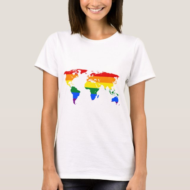 Rainbow world Map T Shirt (Framsida)