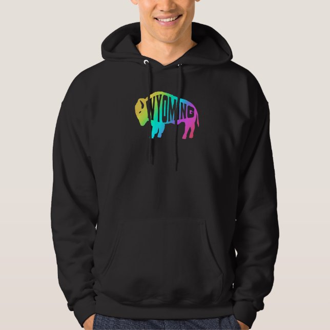 Rainbow Wyoming Buffalo Bison Hoodie (Framsida)