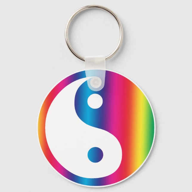 Rainbow Yin Yang Keychain Nyckelring (Framsida)