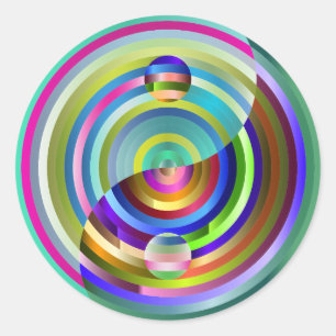rainbow yin yang-klistermärken runt klistermärke