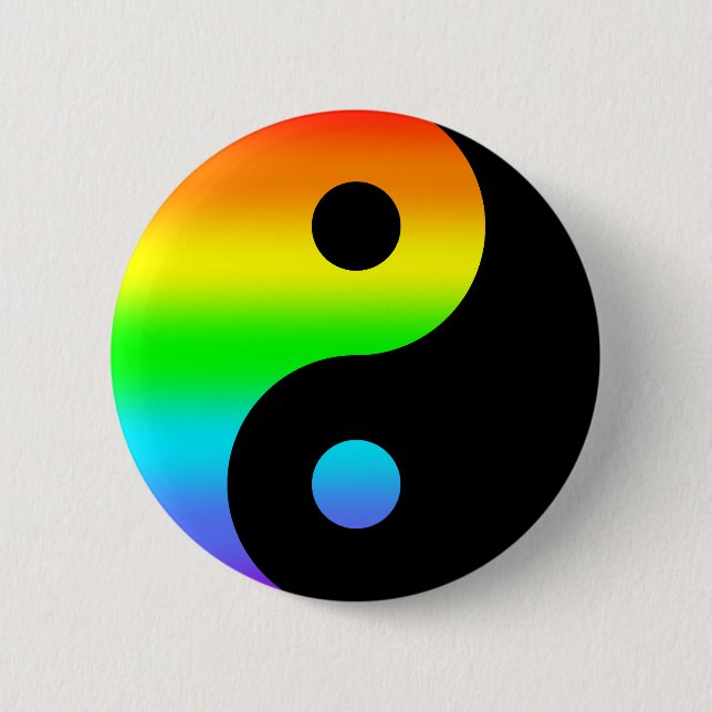 Rainbow Yin Yang Symbol Knapp (Framsida)