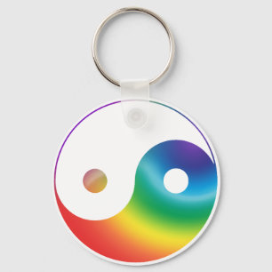 Rainbow Yin Yang Symbol Nyckelring