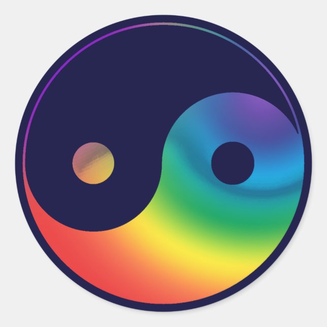 Rainbow Yin Yang Symbol Runt Klistermärke (Framsida)