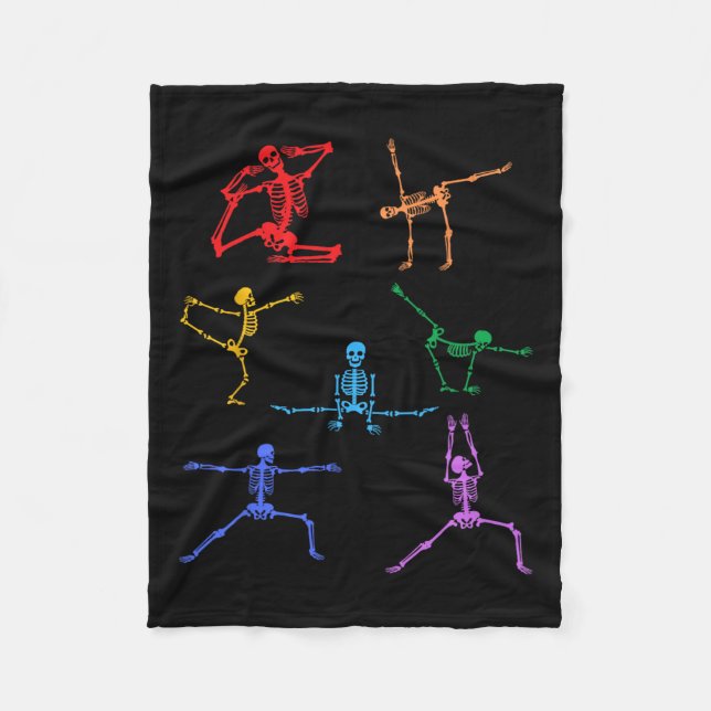 Rainbow Yoga Skeleton Exercise Bone Halloween Part Fleecefilt (Framsidan)