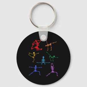 Rainbow Yoga Skeleton Exercise Bone Halloween Part Nyckelring