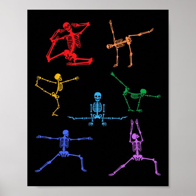 Rainbow Yoga Skeleton Exercise Bone Halloween Part Poster (Framsidan)