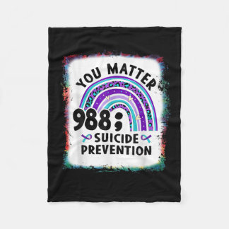 Rainbow You 988 Suicide Prevention Awareness Bleac Fleecefilt
