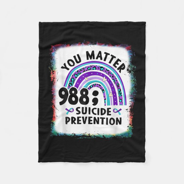Rainbow You 988 Suicide Prevention Awareness Bleac Fleecefilt (Framsidan)