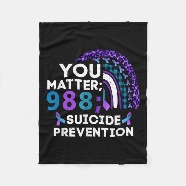 Rainbow You 988 Suicide Prevention Awareness Ribbo Fleecefilt (Framsidan)