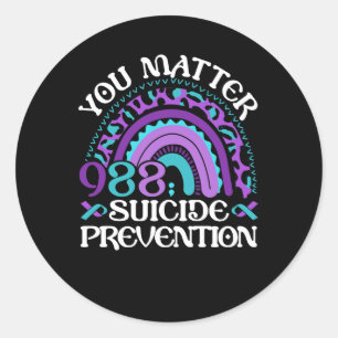 Rainbow You Matter 988 Suicide Prevention Awarenes Runt Klistermärke